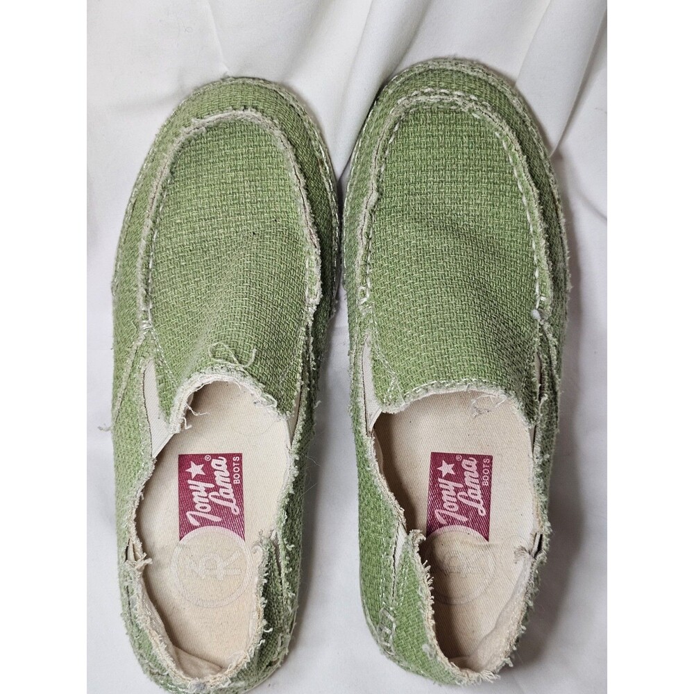 Tony Lama Lindale Green Canvas Loafers Slip-ons 3R Driving Mocs Women size 8
